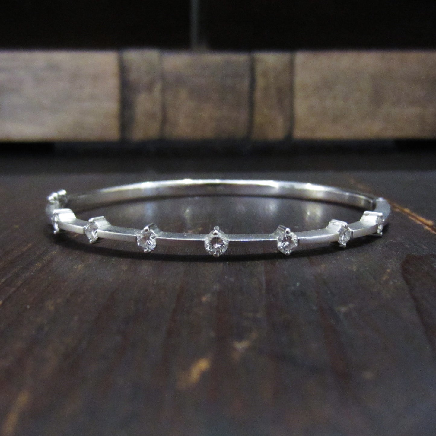 Estate Hinged Diamond Bangle 18kw c. 2000
