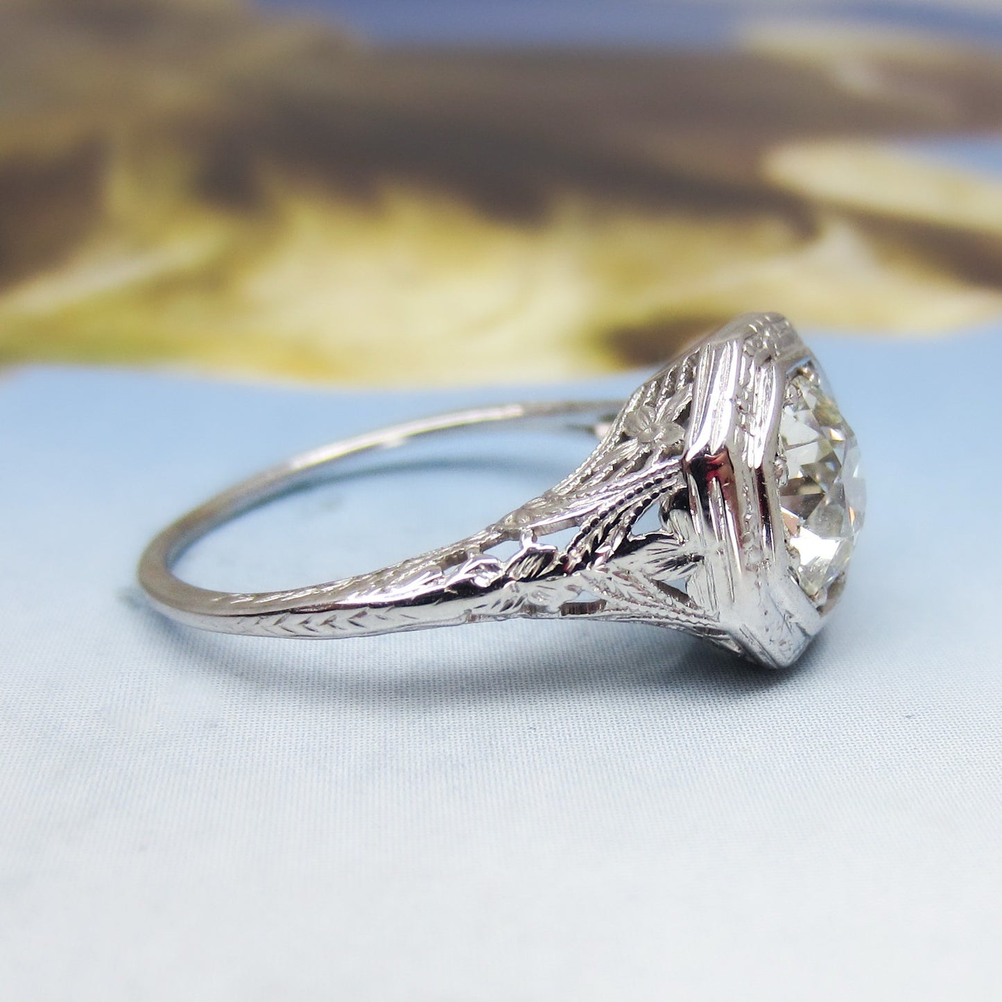 Art Deco Old European 1.71ct Diamond Engagement Ring 18k c. 1920