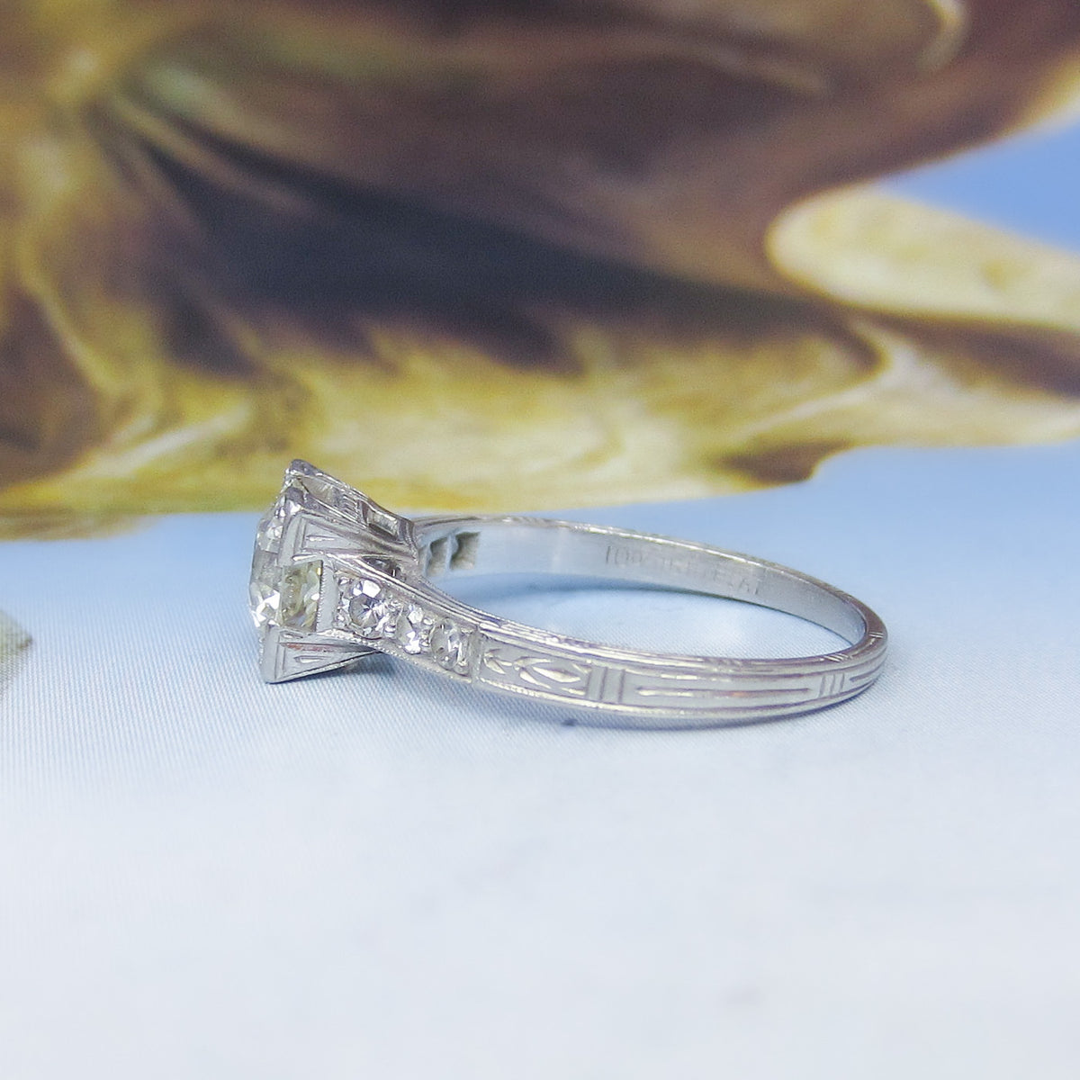 Art Deco Old European .98ct Diamond Engagement Ring Platinum c. 1920