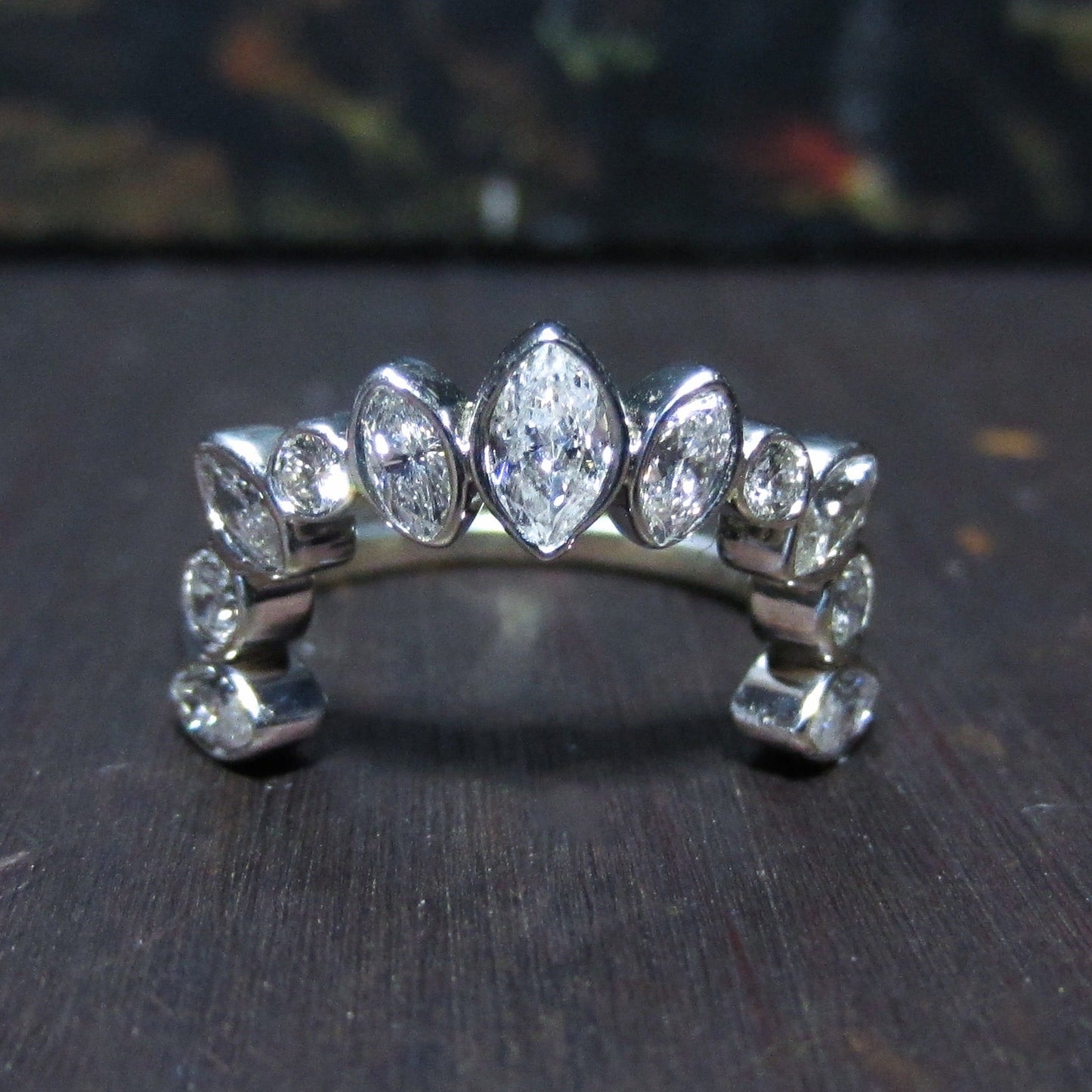 Estate Marquise Diamond Tiara Ring 14k