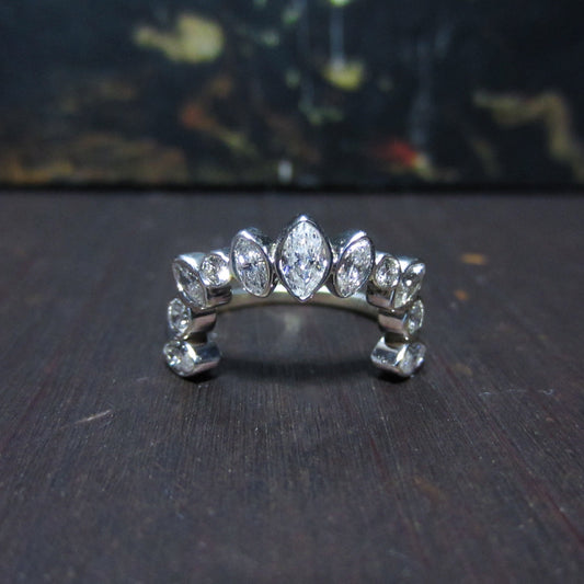 Estate Marquise Diamond Tiara Ring 14k