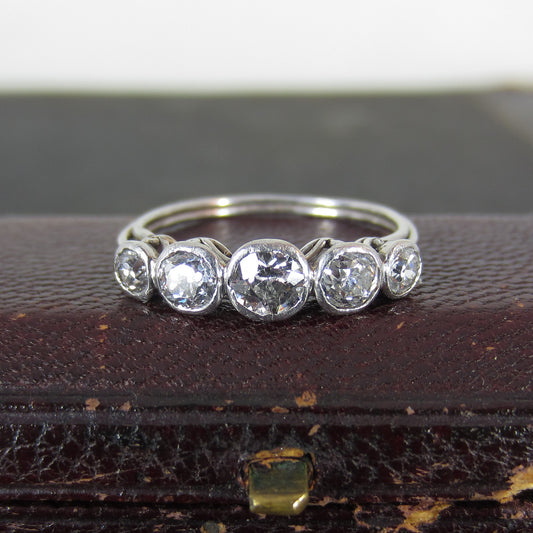 Edwardian Five Diamond 1.00ctw Band Platinum c. 1910