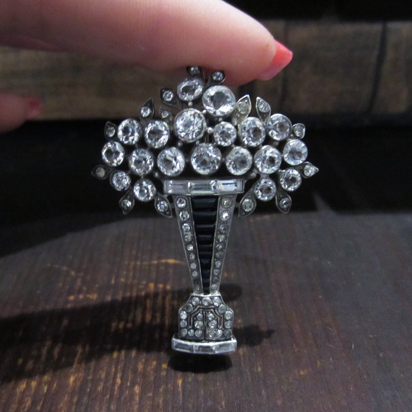 Art Deco Paste Bouquet Brooch Sterling, Knoll and Pregizer, Germany c. 1920