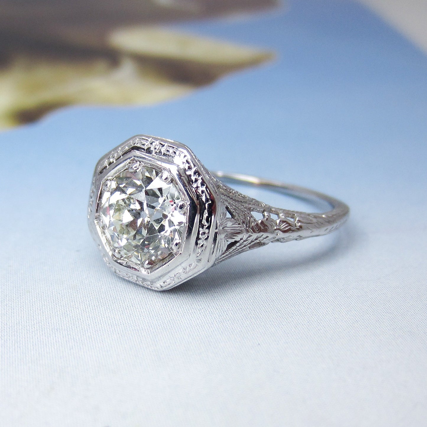 Art Deco Old European 1.71ct Diamond Engagement Ring 18k c. 1920