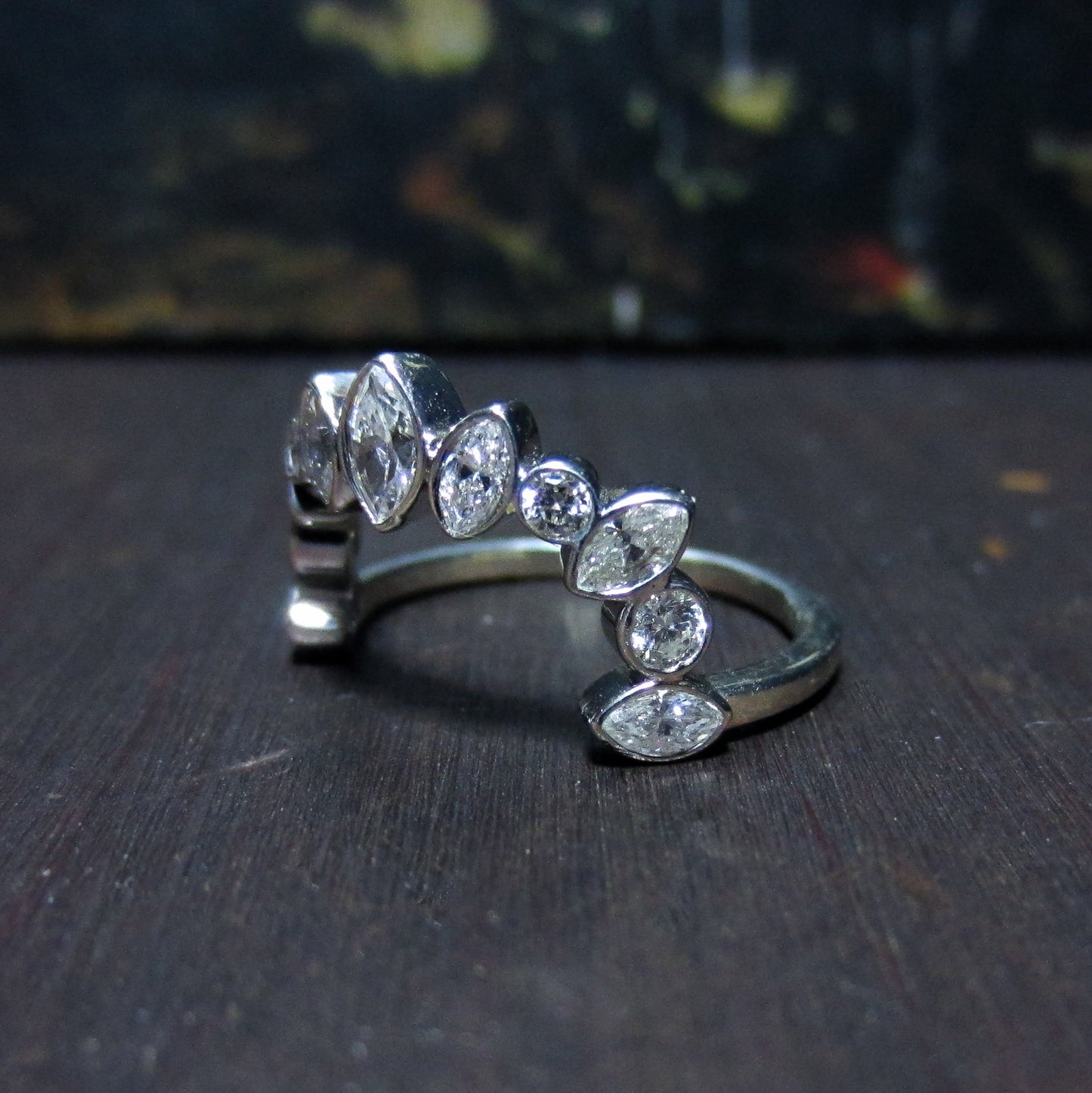 Estate Marquise Diamond Tiara Ring 14k