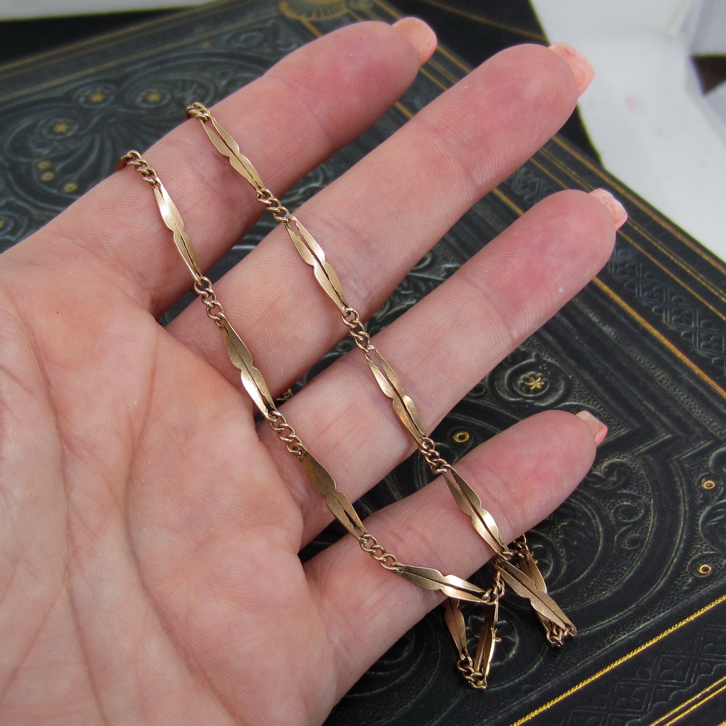Antique Fancy Link Chain 20" 9k c. 1900