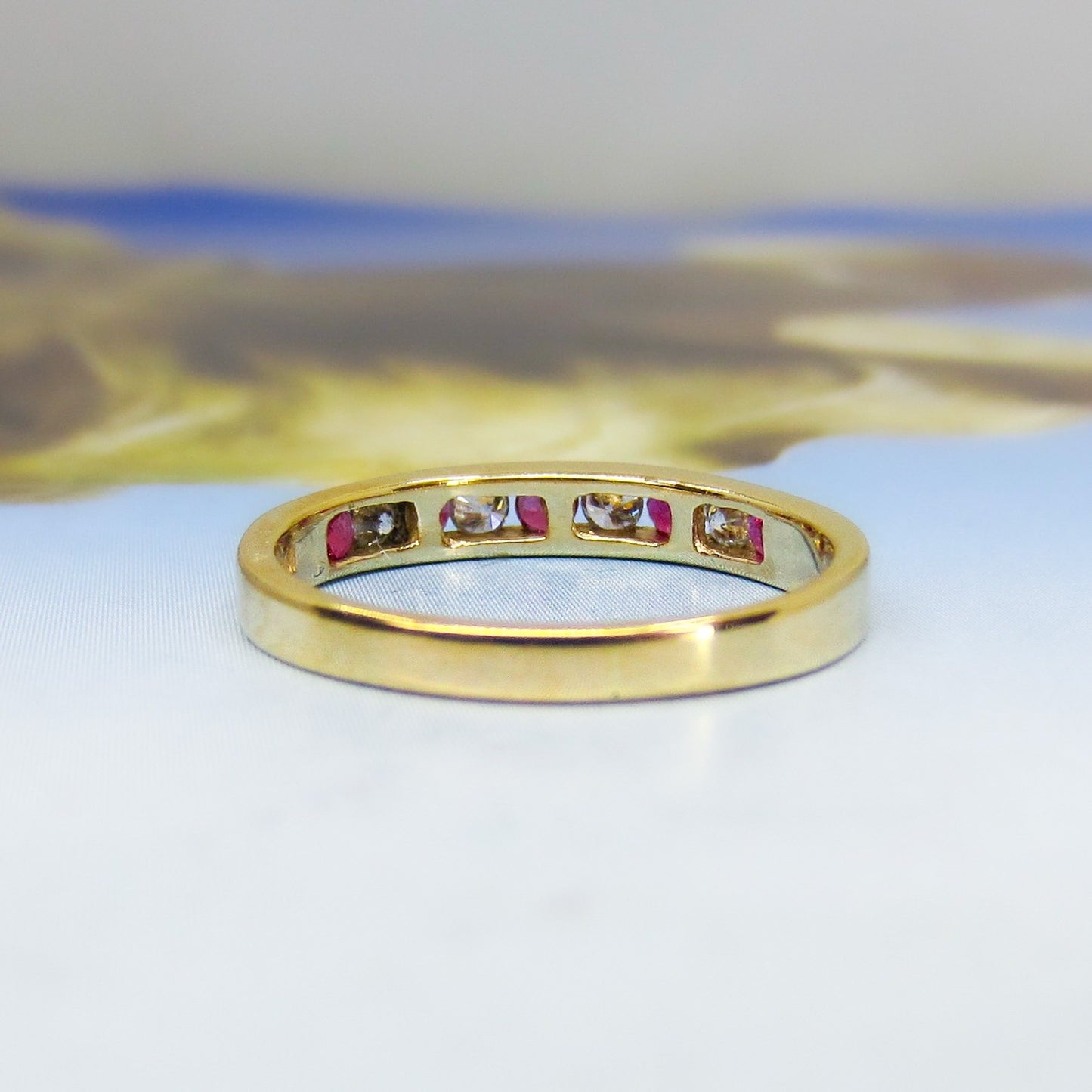 Vintage Ruby and Diamond Band 14k c. 1980