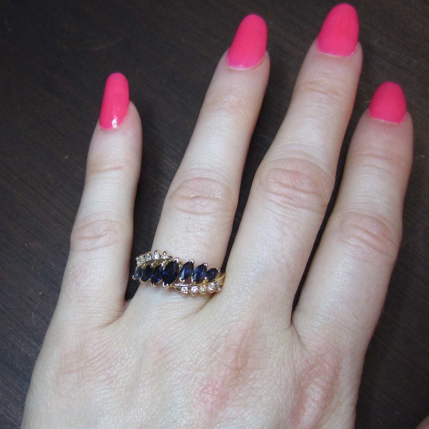 Vintage Sapphire and Diamond Band 14k c. 1990