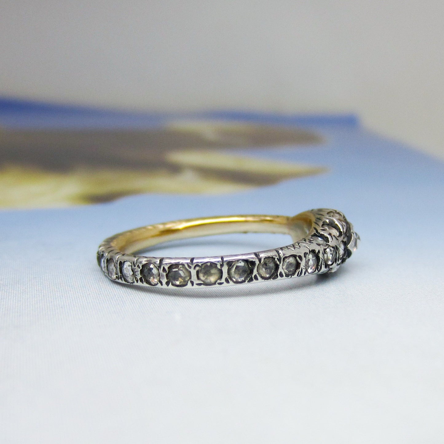 Victorian Rose Cut Diamond and Ruby Snake Ring Silver/14k c. 1890 Size 6.5