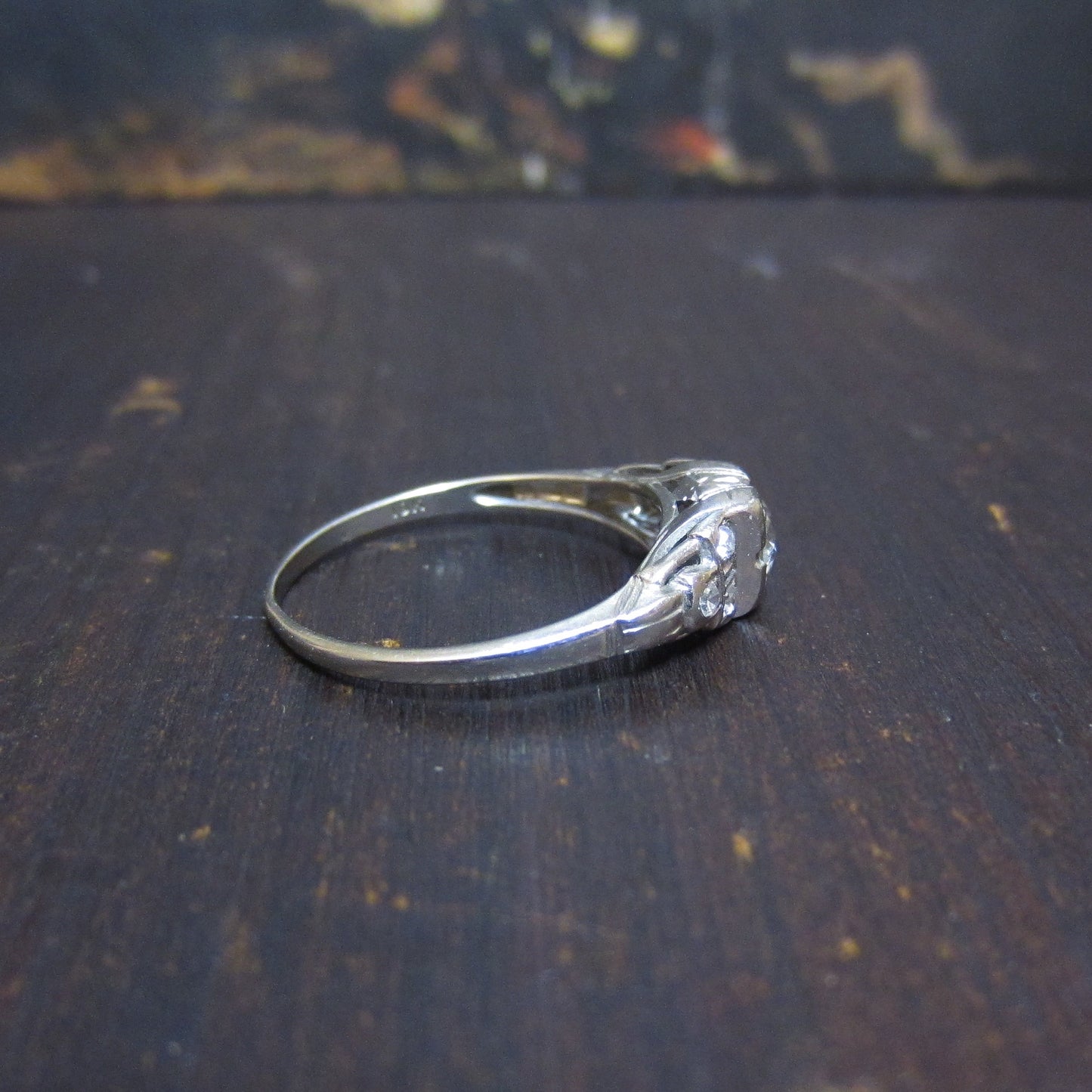 Art Deco Old European .41ct Diamond Ring 18k c. 1920