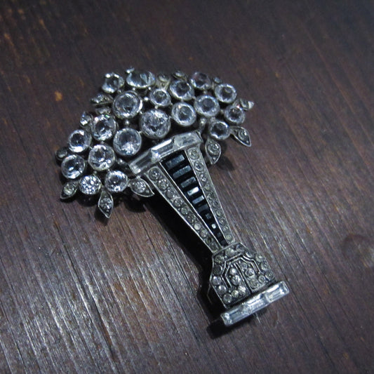 Art Deco Paste Bouquet Brooch Sterling, Knoll and Pregizer, Germany c. 1920