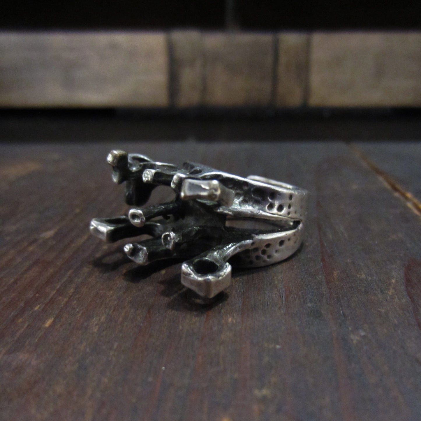 Big Brutalist Ring Sterling, size 10 London 1967