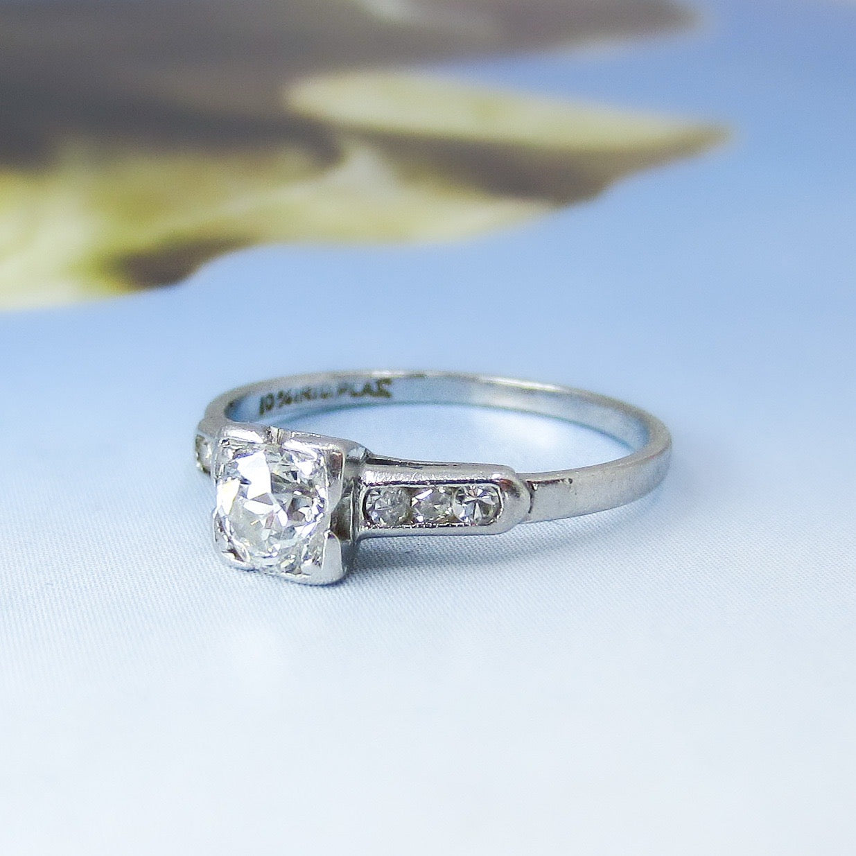 Art Deco Old Mine Diamond .30ct Engagement Ring Platinum c. 1930