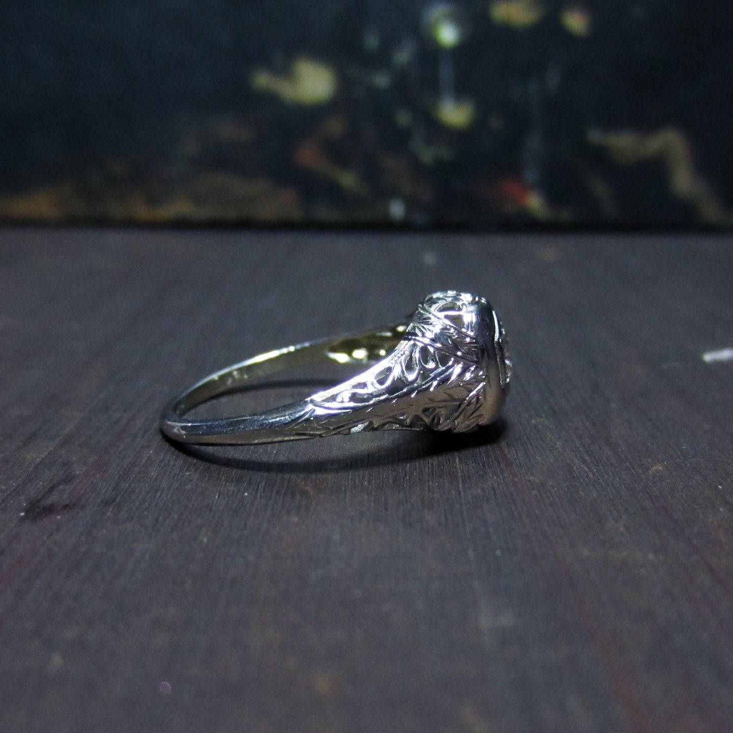 Art Deco Transitional Round Brilliant .35ct Diamond Engagement Ring 18k c. 1930