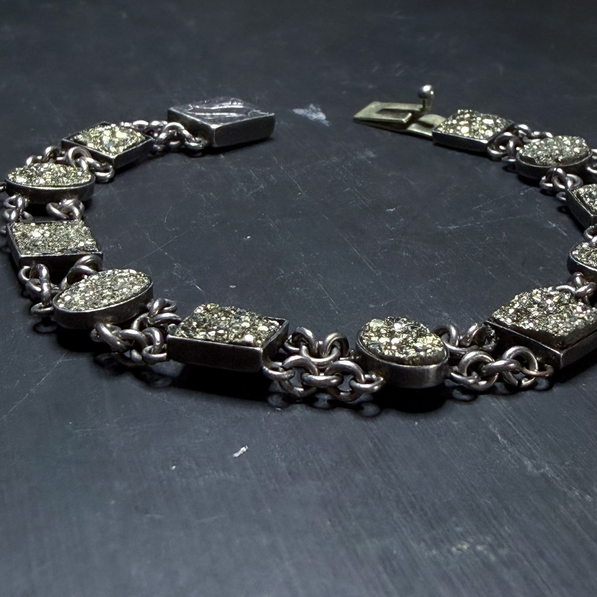 Art Deco Pyrite Bracelet Sterling c. 1930