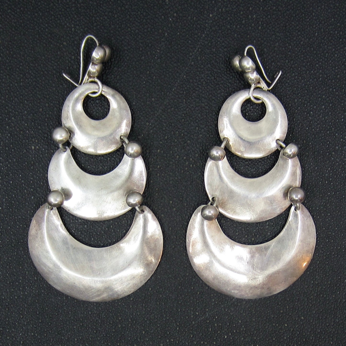 Vintage Huge Taxco Drop Earrings Sterling Silver c. 1940