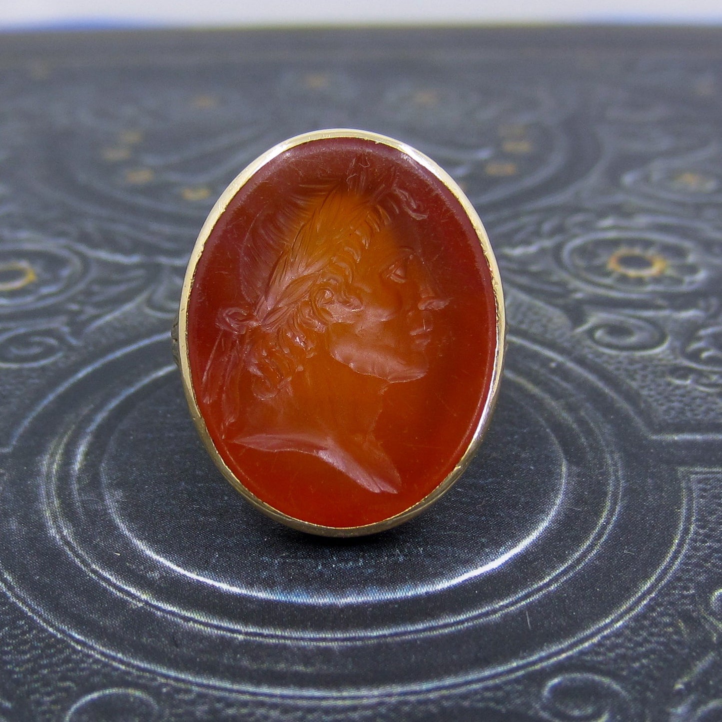 Victorian Carnelian Intaglio Ring 14k c. 1880