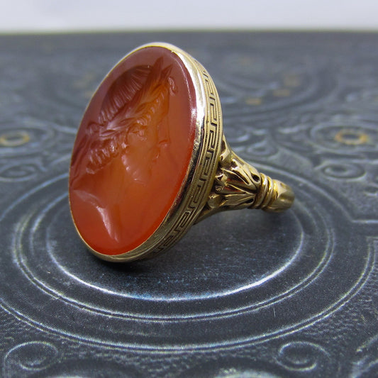 Victorian Carnelian Intaglio Ring 14k c. 1880