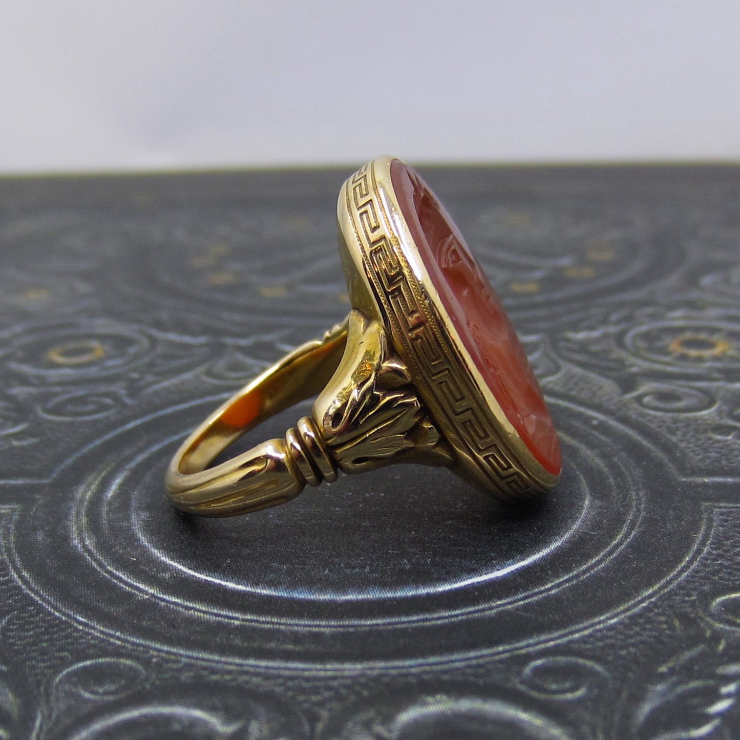 Victorian Carnelian Intaglio Ring 14k c. 1880