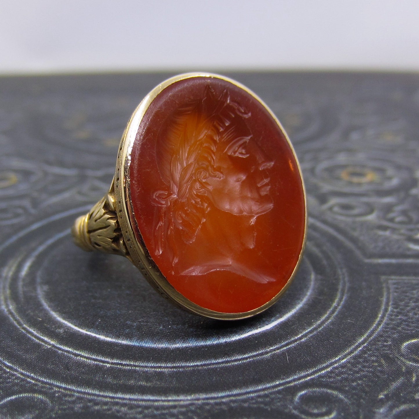 Victorian Carnelian Intaglio Ring 14k c. 1880