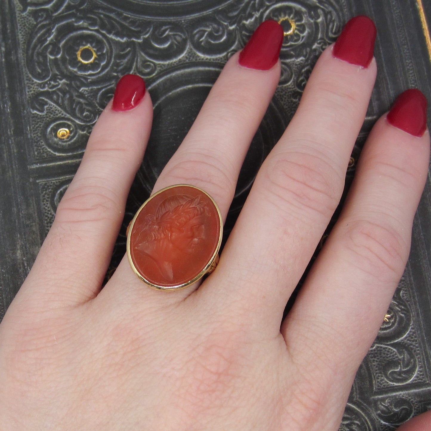 Victorian Carnelian Intaglio Ring 14k c. 1880