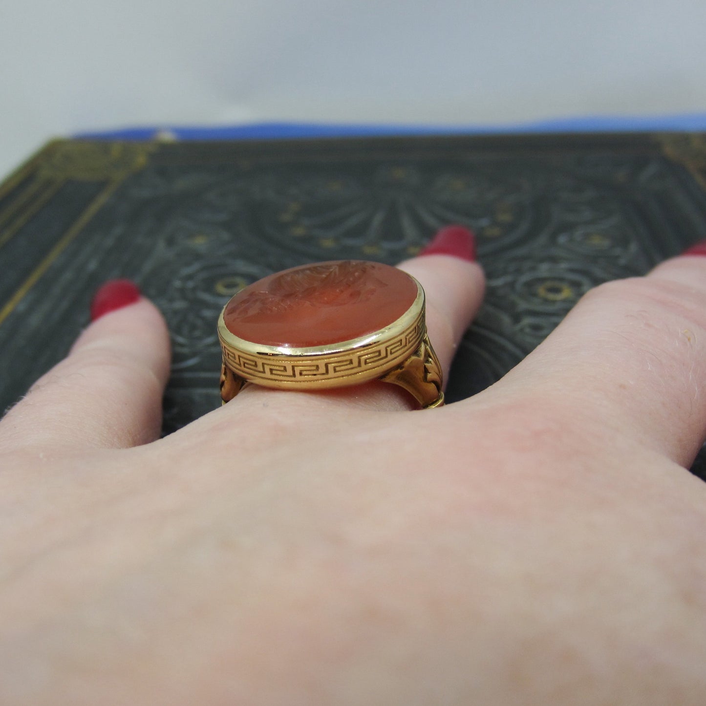 Victorian Carnelian Intaglio Ring 14k c. 1880