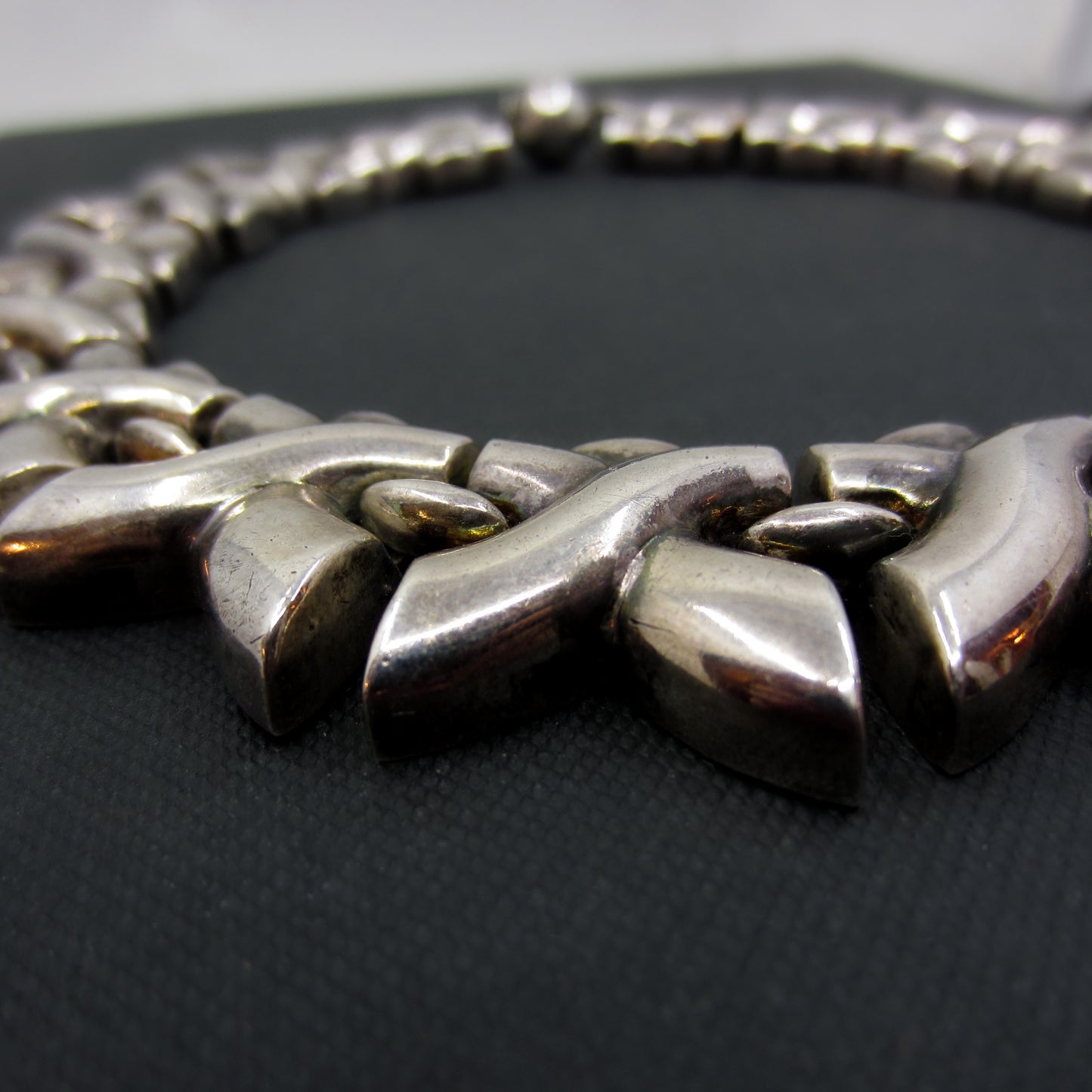 Vintage Heavy X Collar Sterling Silver c. 1980