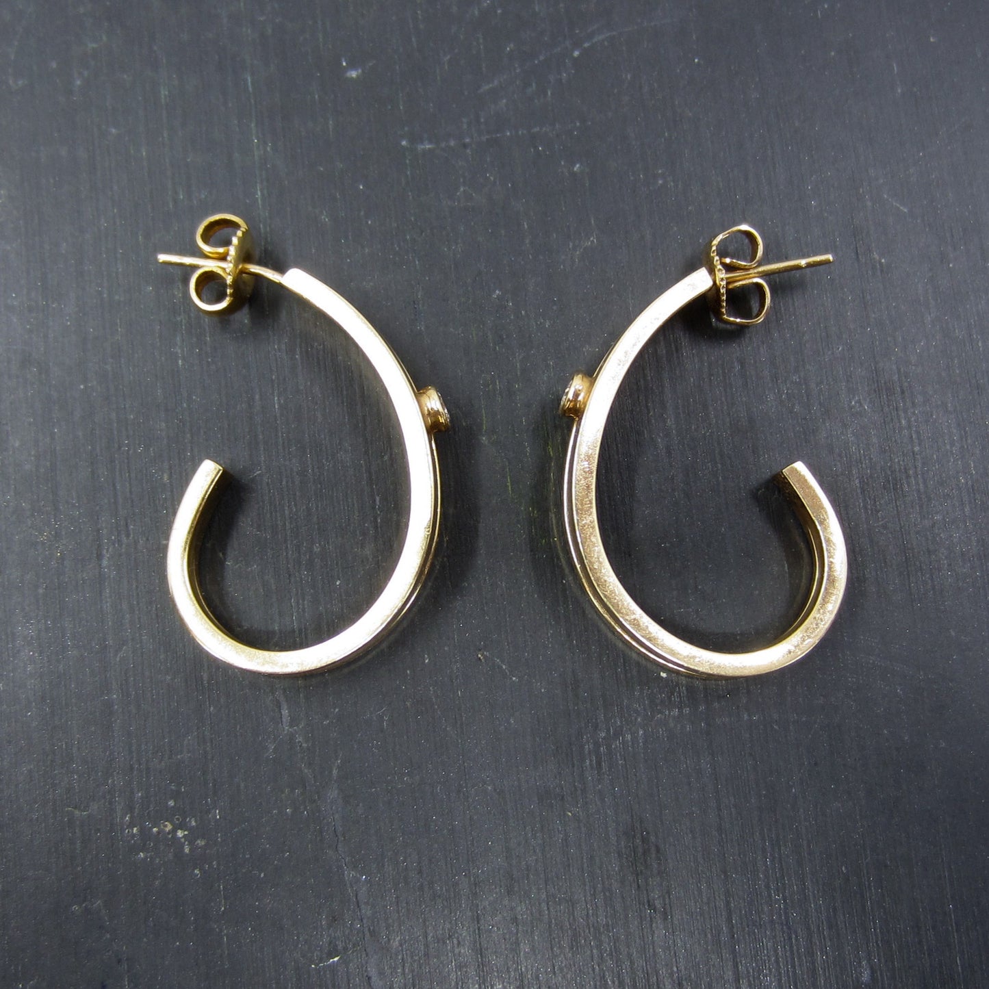 Vintage Diamond Hoop Earrings 14k c. 1990