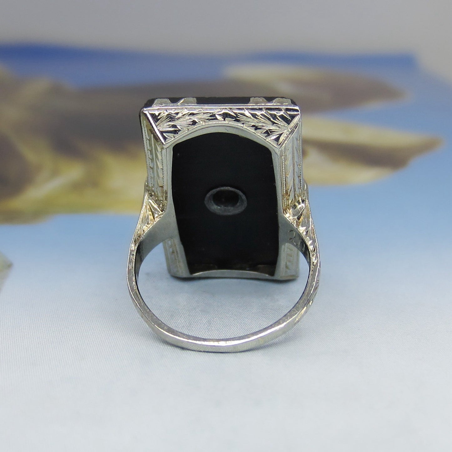 Art Deco Diamond and Onyx Ring 18k c. 1930