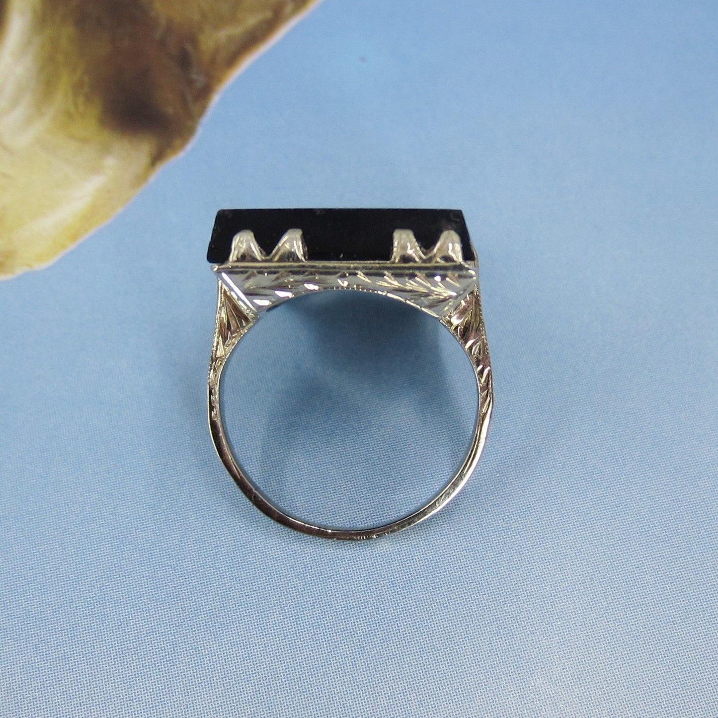 Art Deco Diamond and Onyx Ring 18k c. 1930