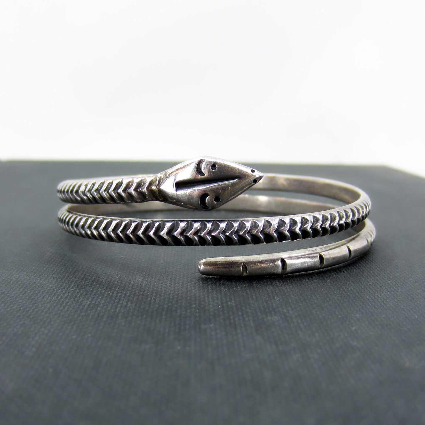 Vintage Snake Bangle Sterling, Mexico c. 1970