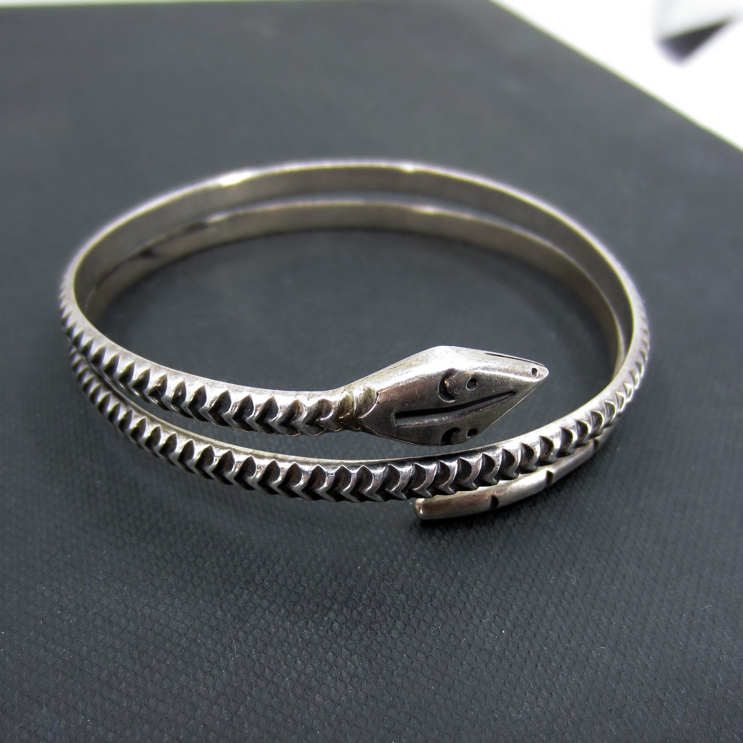 Vintage Snake Bangle Sterling, Mexico c. 1970