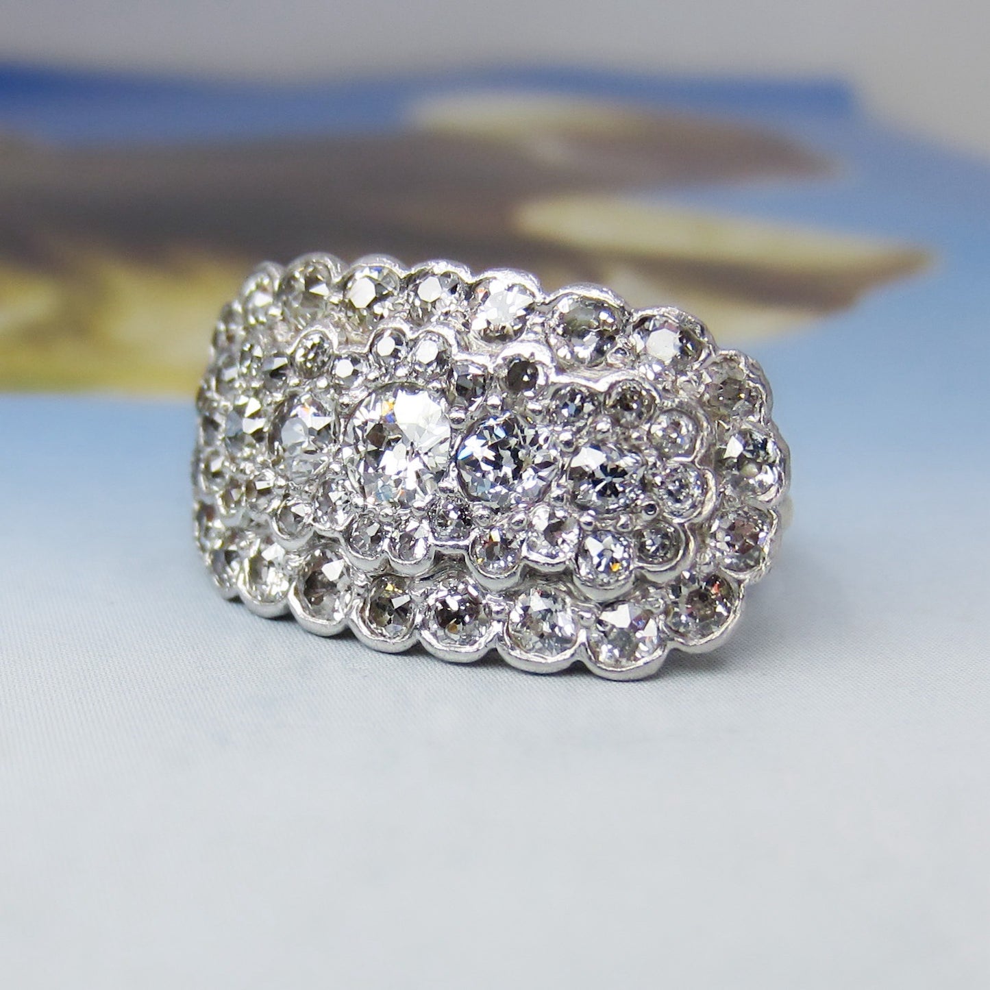 Art Deco Diamond Cluster Ring Platinum/14k c. 1920