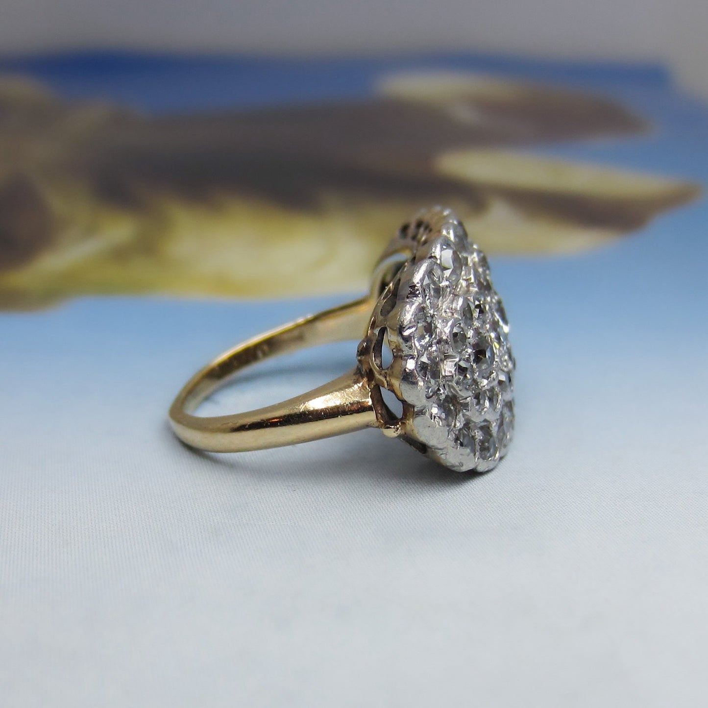 Art Deco Diamond Cluster Ring Platinum/14k c. 1920