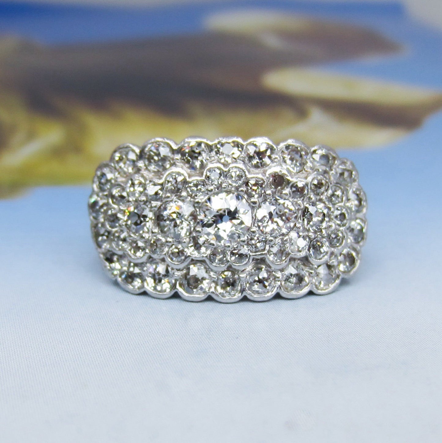 Art Deco Diamond Cluster Ring Platinum/14k c. 1920