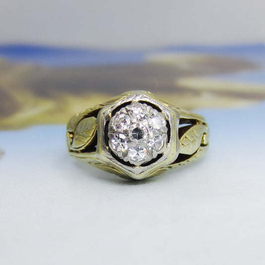 Art Deco Diamond Cluster Ring Platinum/14k c. 1930