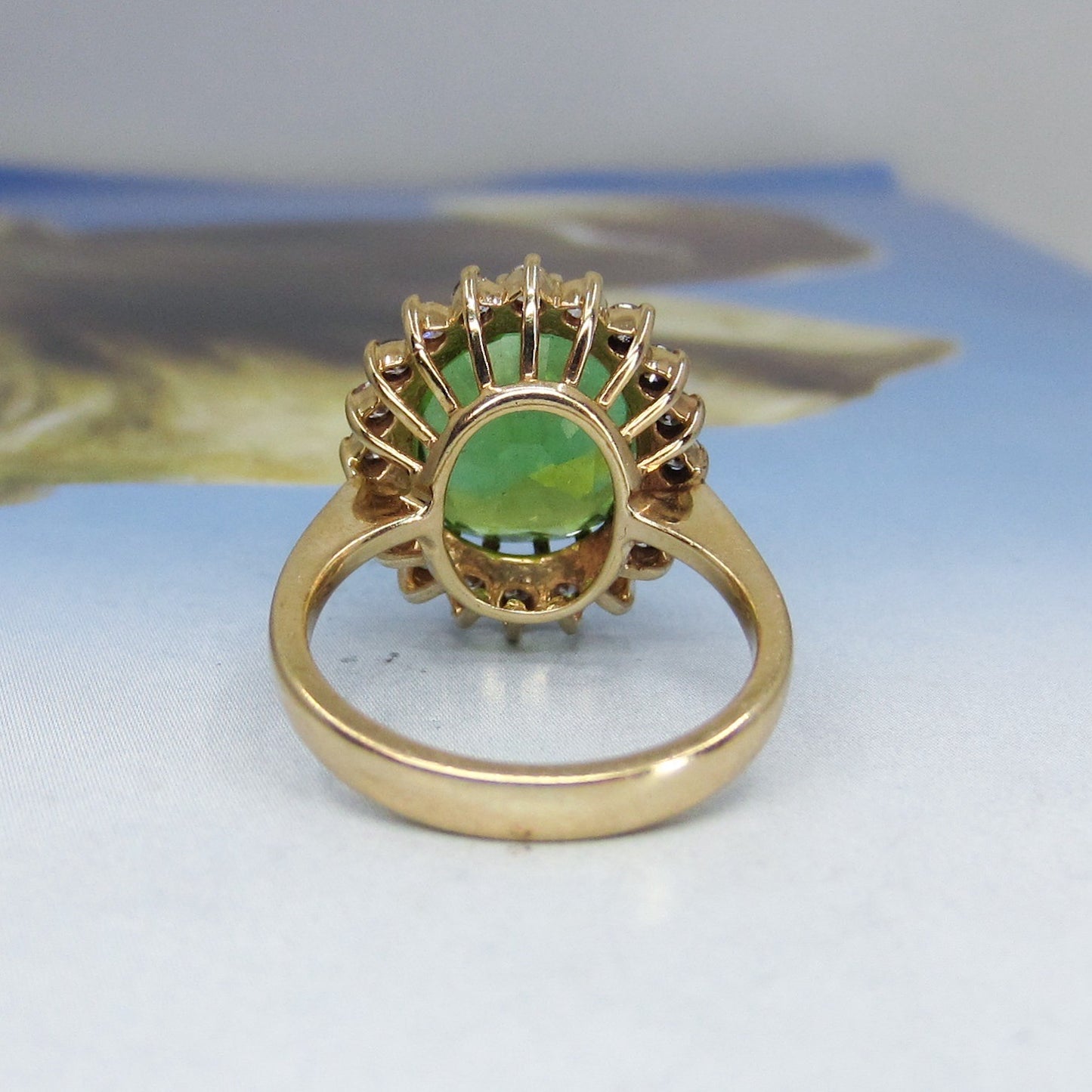 Vintage Peridot and Diamond Ring 14k c. 1980