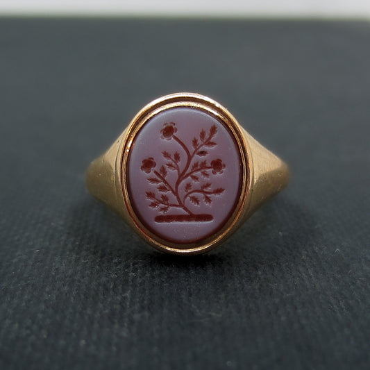 Victorian Sardonyx Intaglio Ring 18k c. 1860