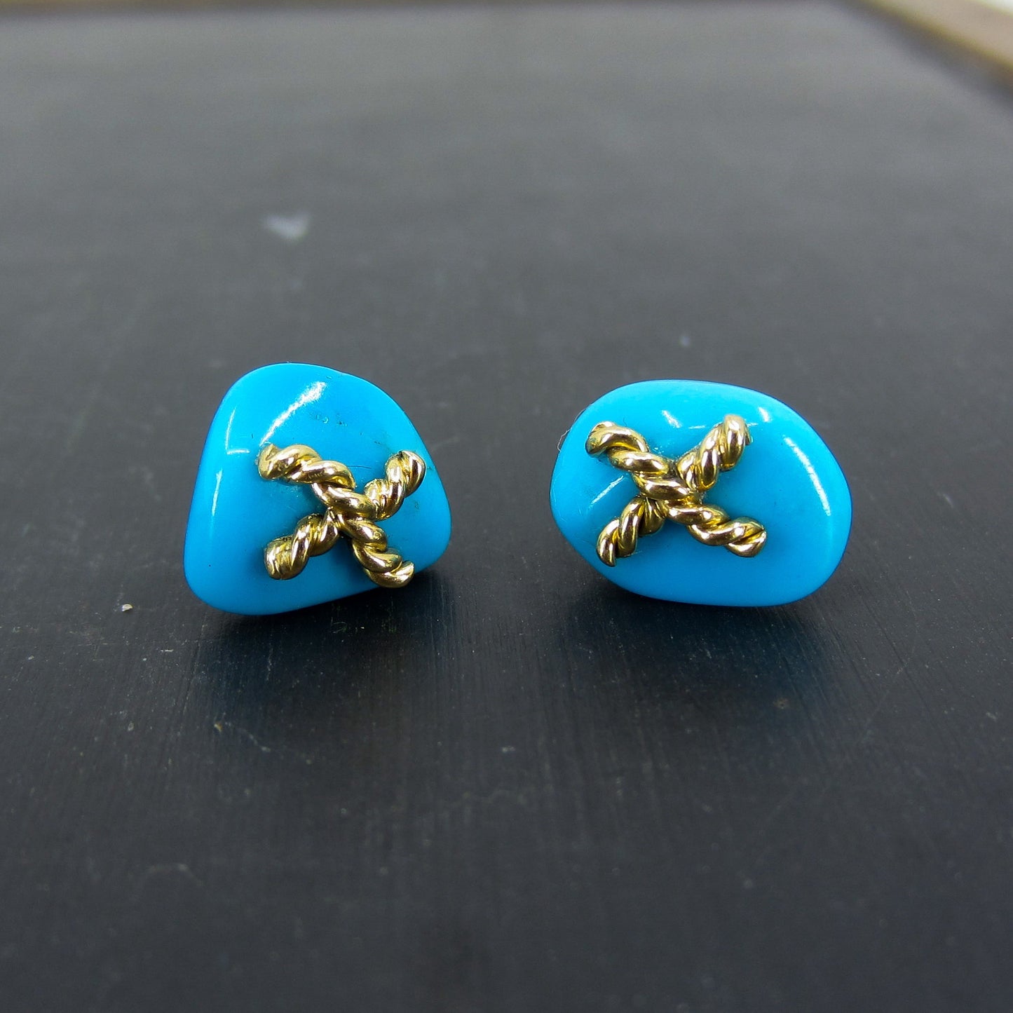 Vintage Turquoise X Studs 18k c. 1990