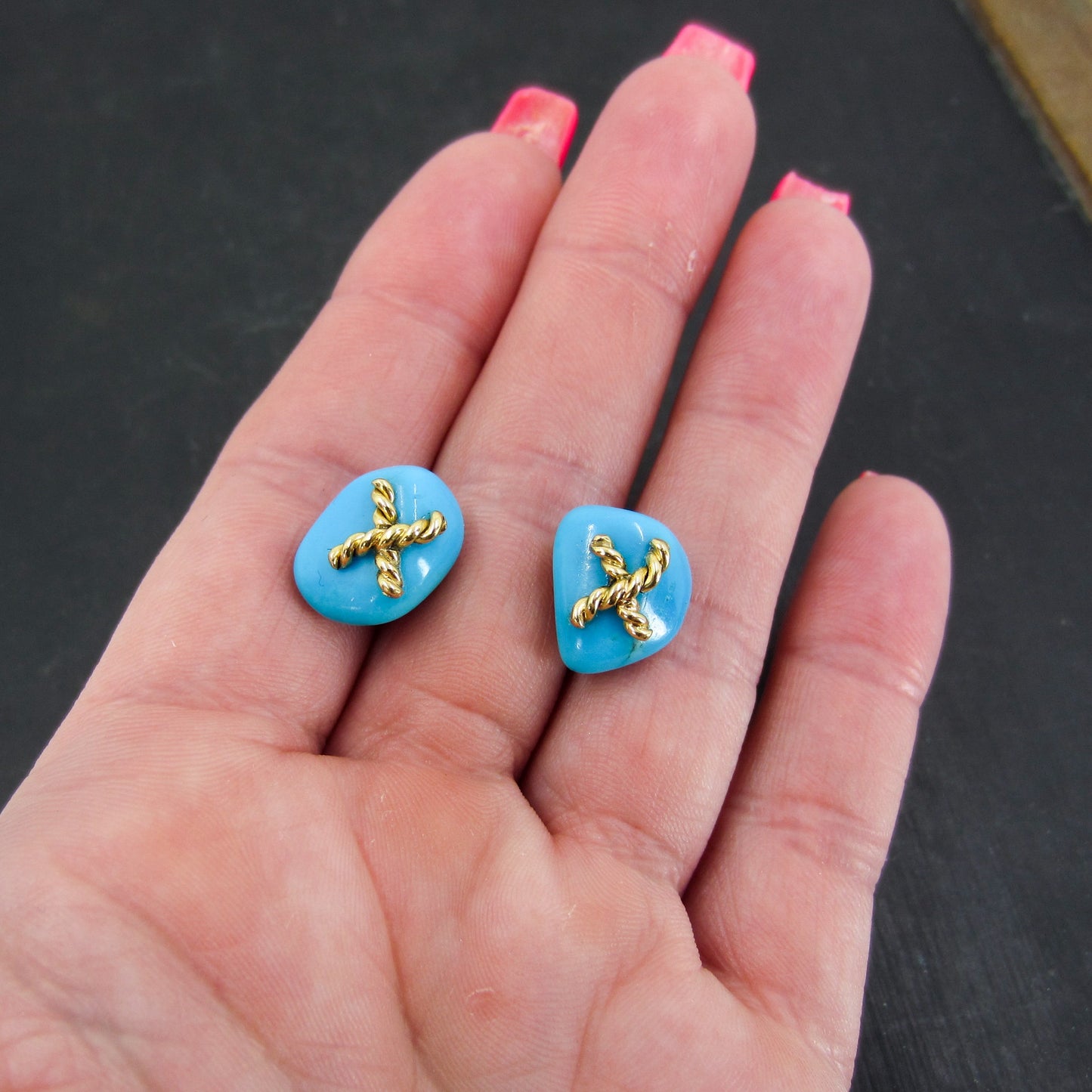 Vintage Turquoise X Studs 18k c. 1990