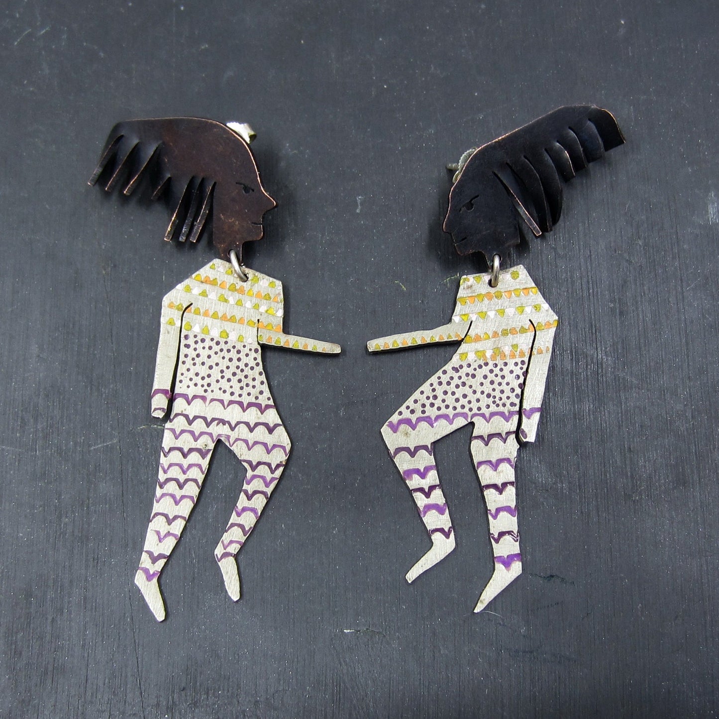 Post-Modern Enamel People Earrings c. 1989