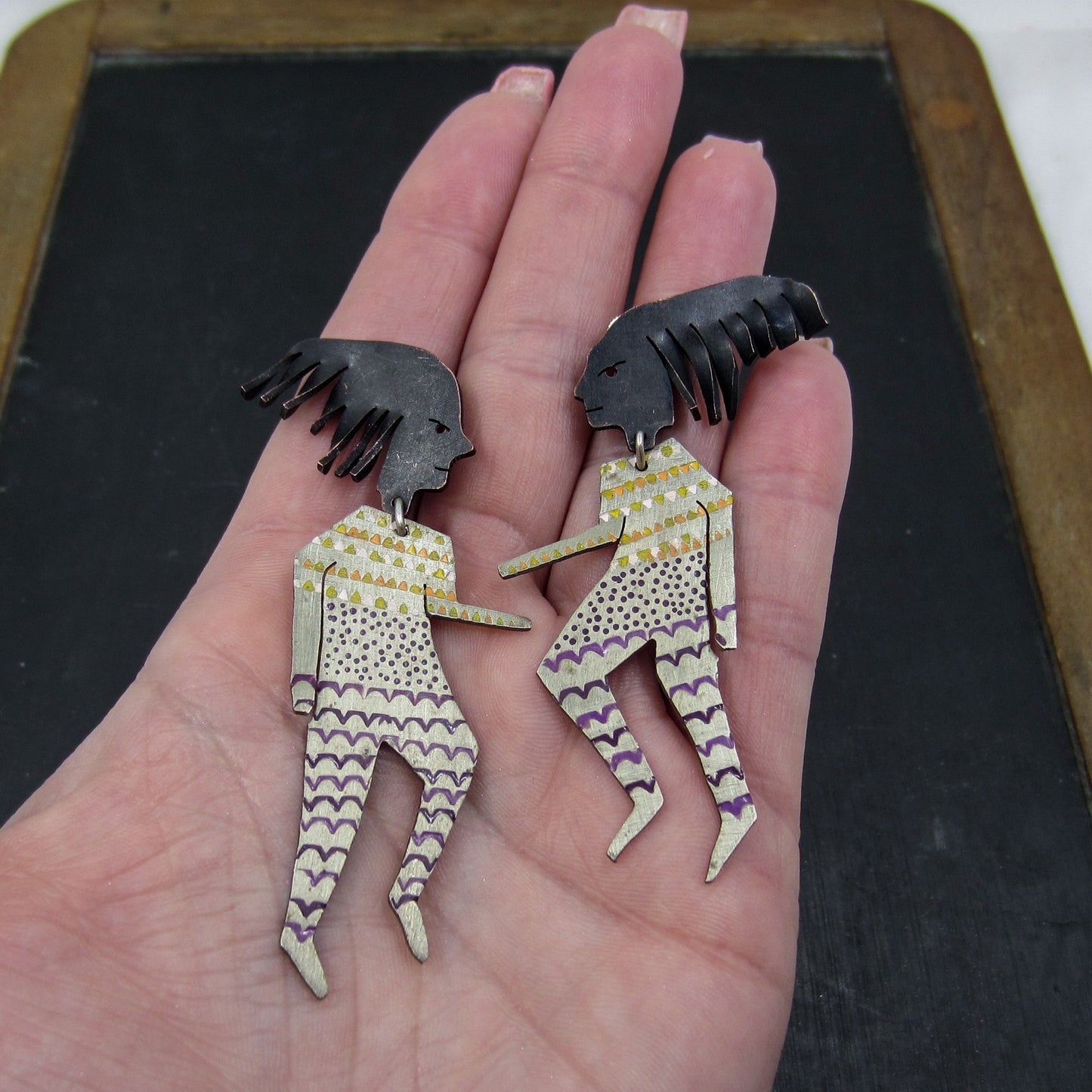 Post-Modern Enamel People Earrings c. 1989