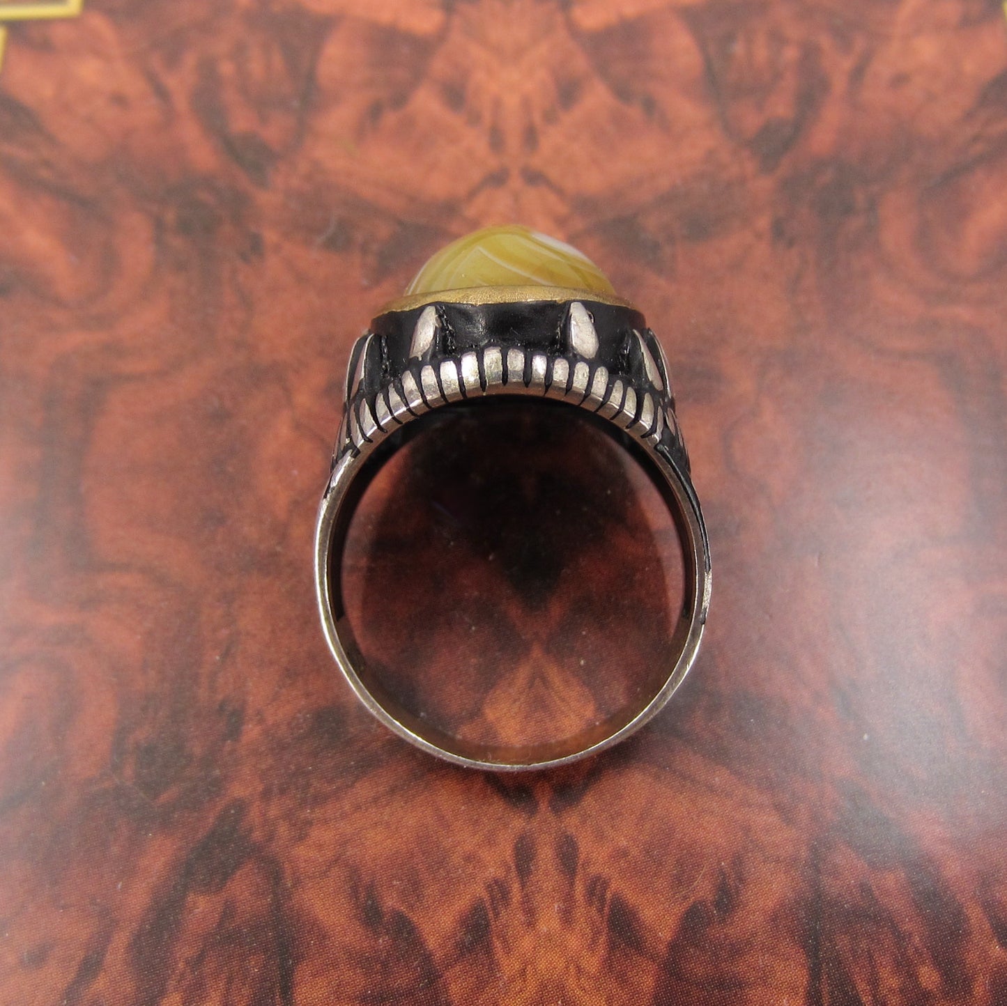 Vintage Men’s Agate Ring Sterling c. 1990