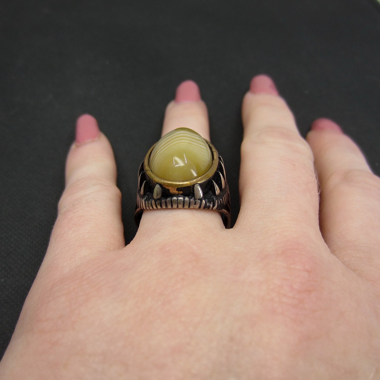 Vintage Men’s Agate Ring Sterling c. 1990