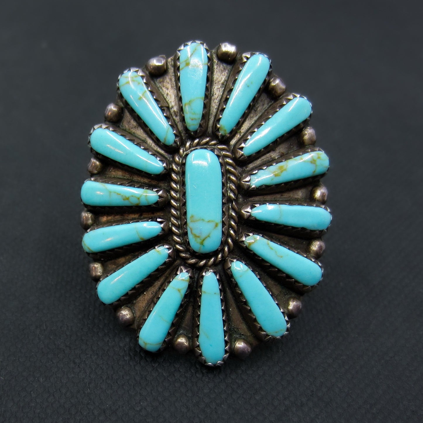 Huge Vintage Zuni Turquoise Ring Sterling c. 1960