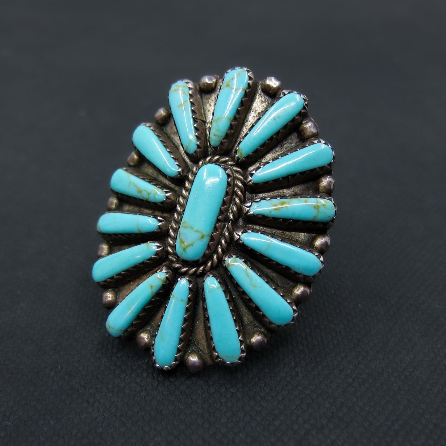 Huge Vintage Zuni Turquoise Ring Sterling c. 1960