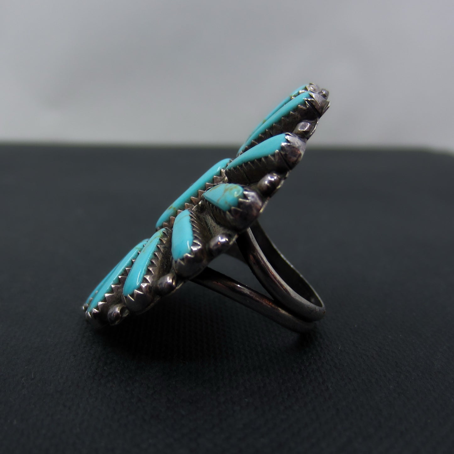 Huge Vintage Zuni Turquoise Ring Sterling c. 1960