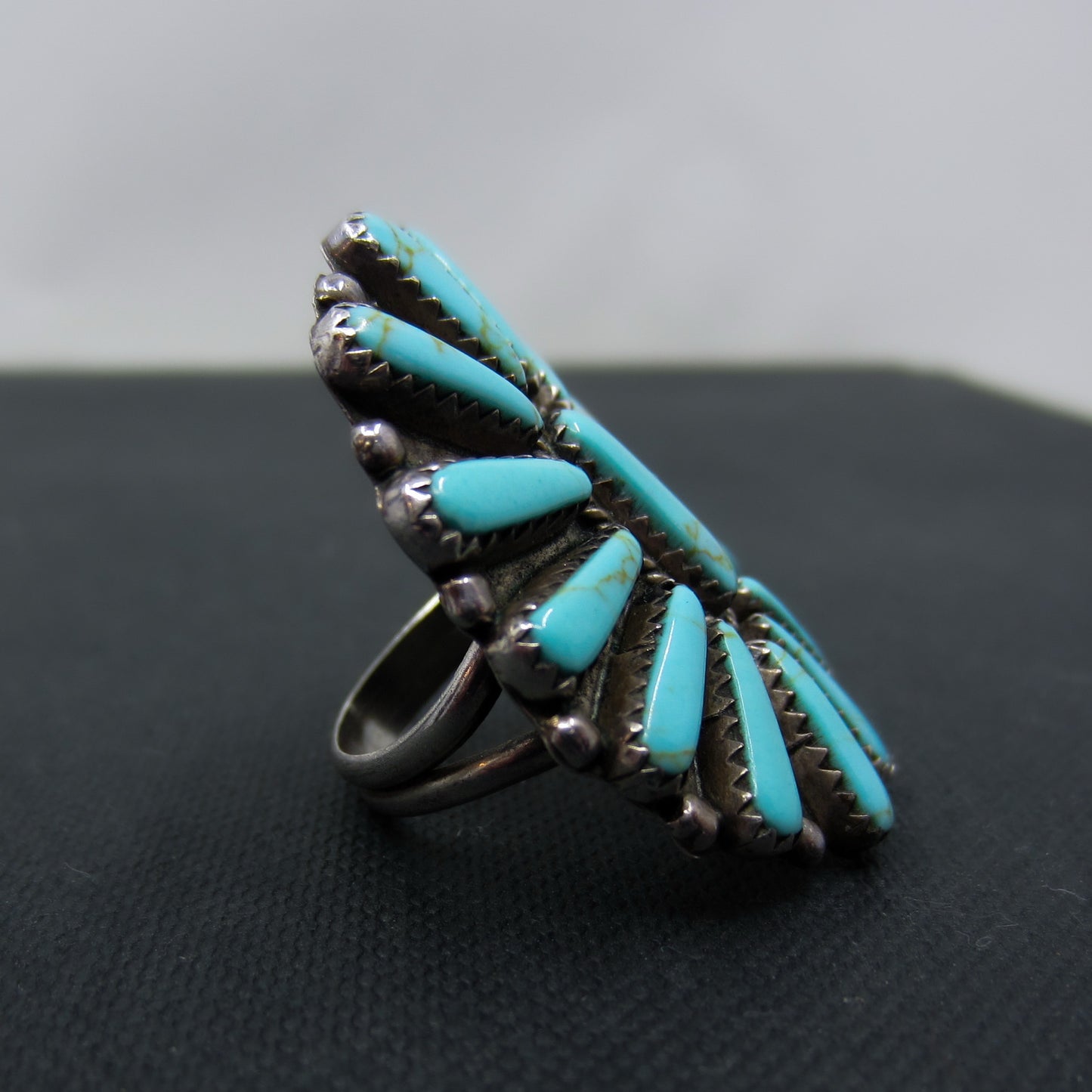 Huge Vintage Zuni Turquoise Ring Sterling c. 1960