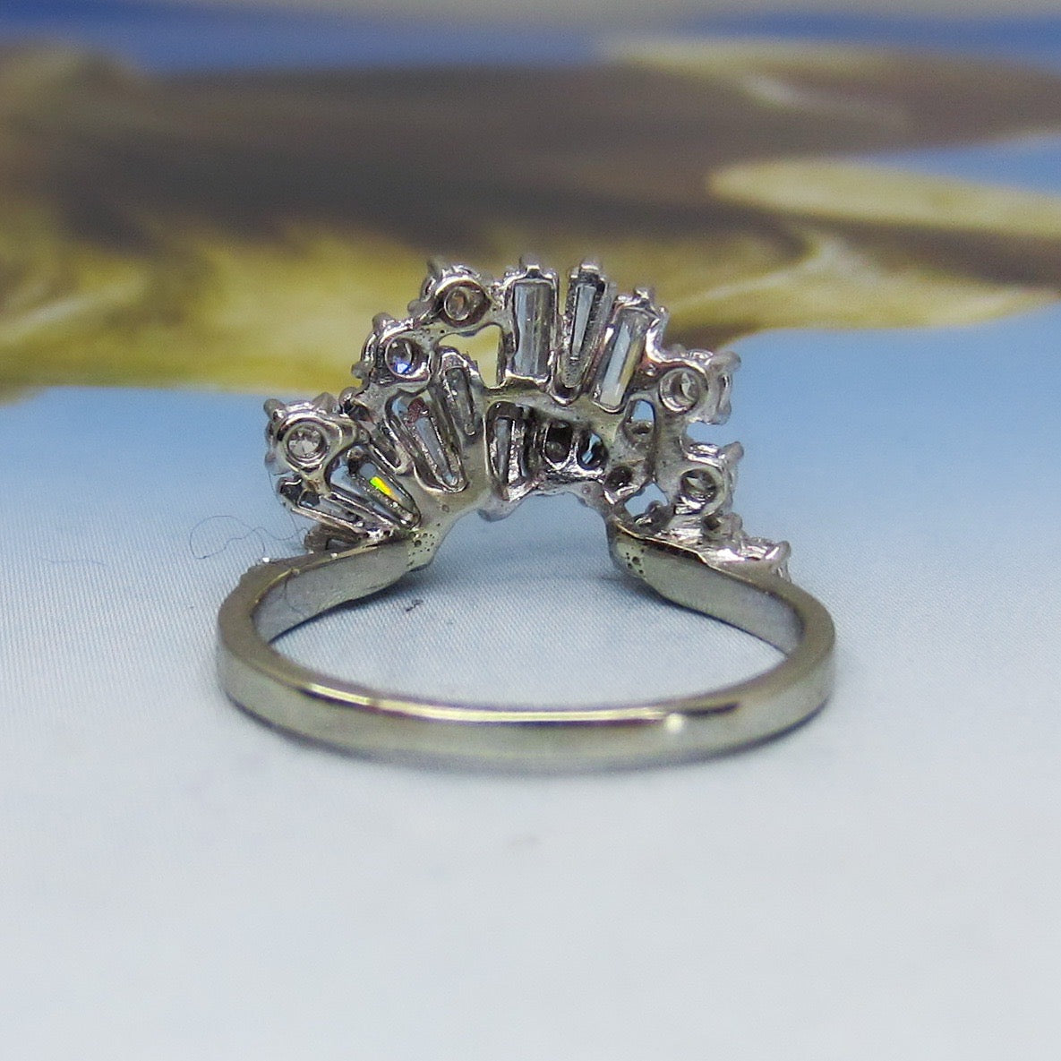 Vintage Baguette and Round Diamond Tiara Ring 14k c. 1960