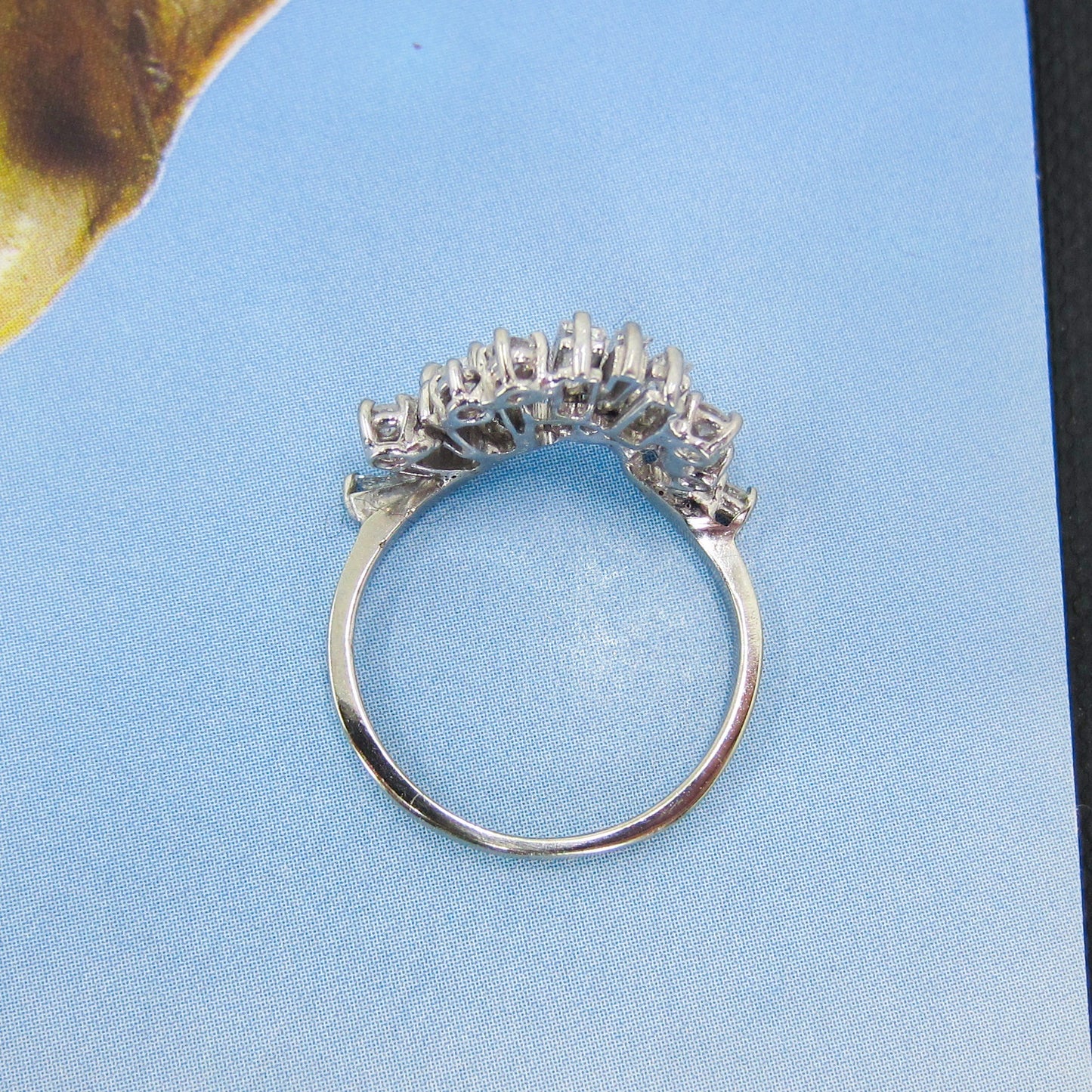 Vintage Baguette and Round Diamond Tiara Ring 14k c. 1960